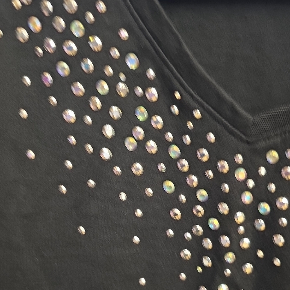 Quacker Factory Black Top with Silver Embellishments - Picture 3 of 4